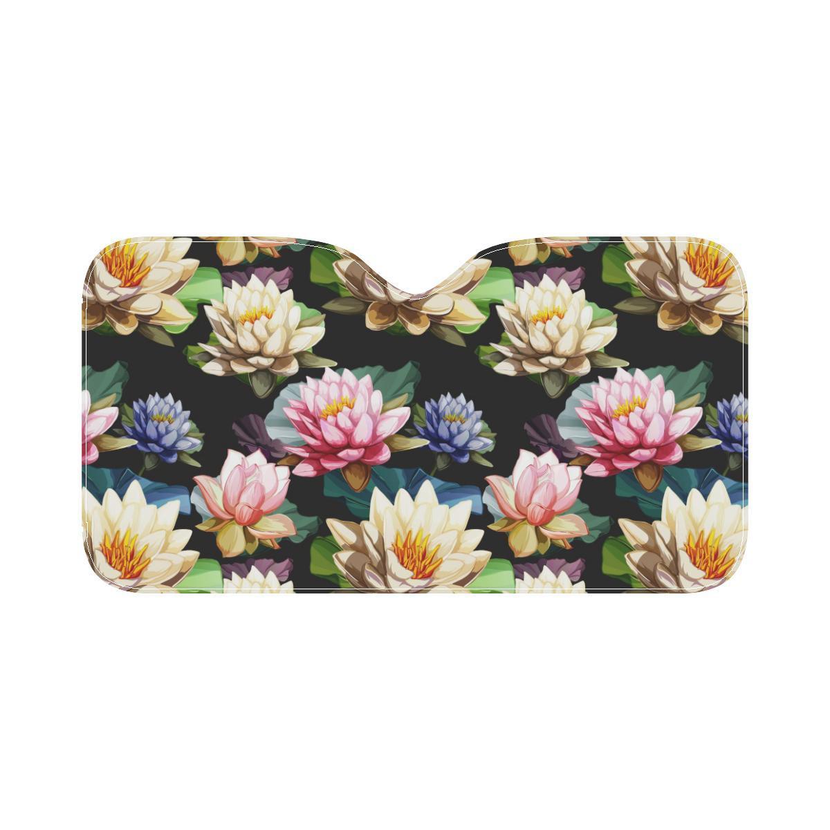 Water Lily Pattern Print Design WL02 Car Sun Shade-JorJune