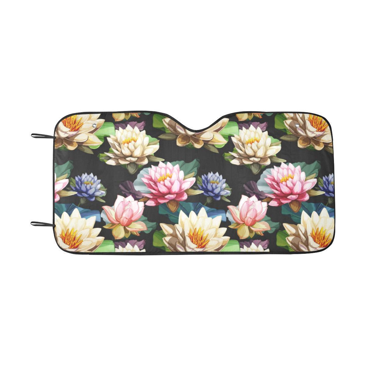 Water Lily Pattern Print Design WL02 Car Sun Shade-JorJune