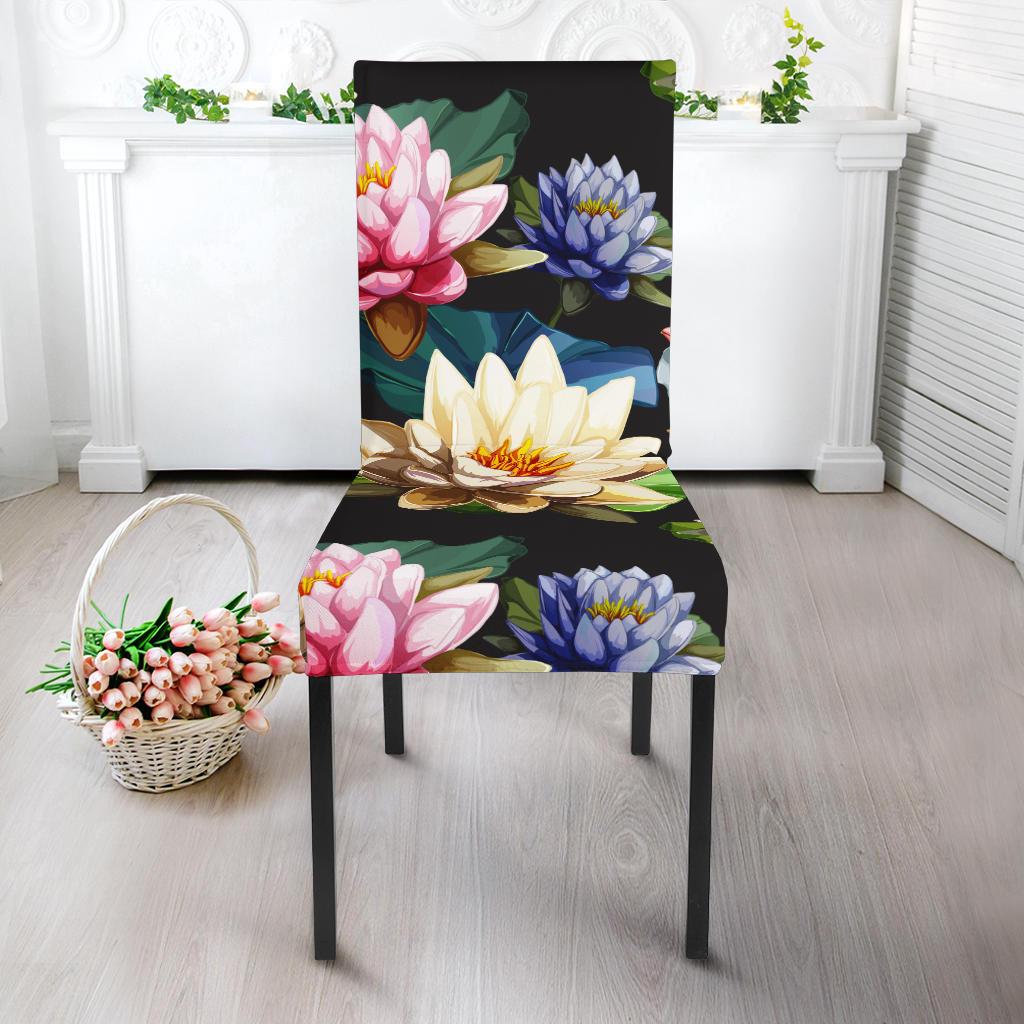 Water Lily Pattern Print Design WL02 Dining Chair Slipcover-JORJUNE.COM