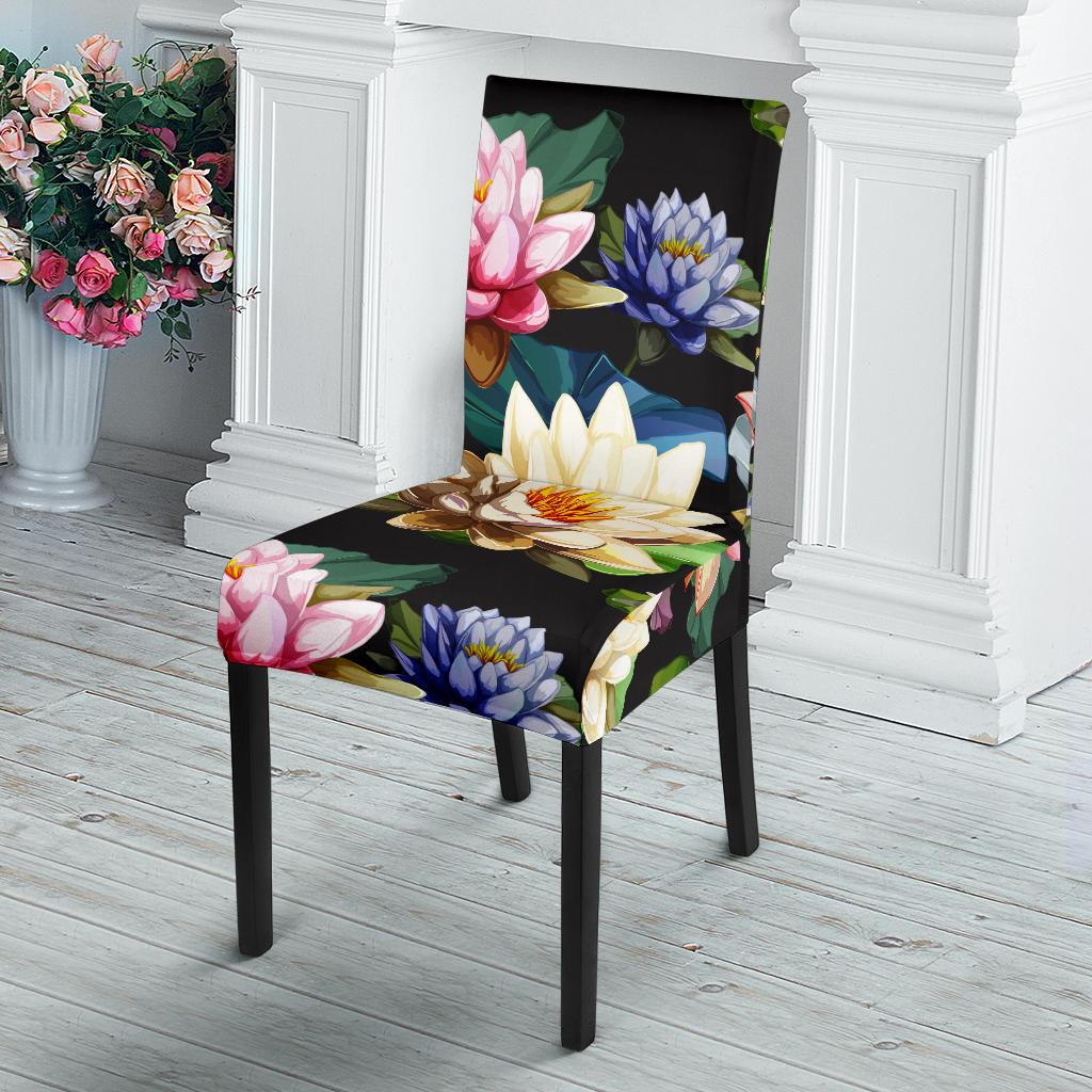 Water Lily Pattern Print Design WL02 Dining Chair Slipcover-JORJUNE.COM