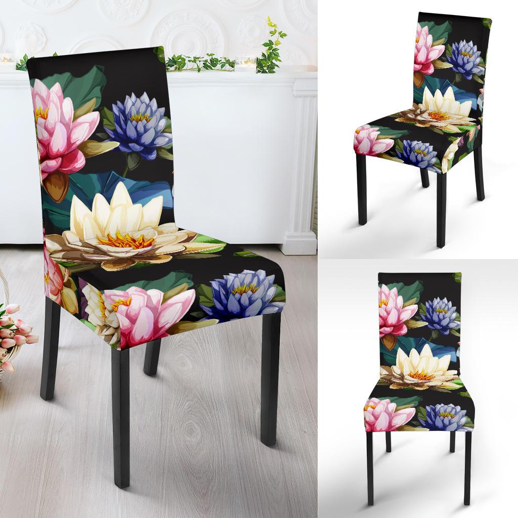 Water Lily Pattern Print Design WL02 Dining Chair Slipcover-JORJUNE.COM