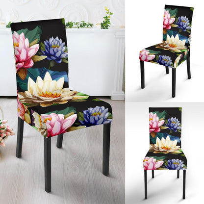 Water Lily Pattern Print Design WL02 Dining Chair Slipcover-JORJUNE.COM