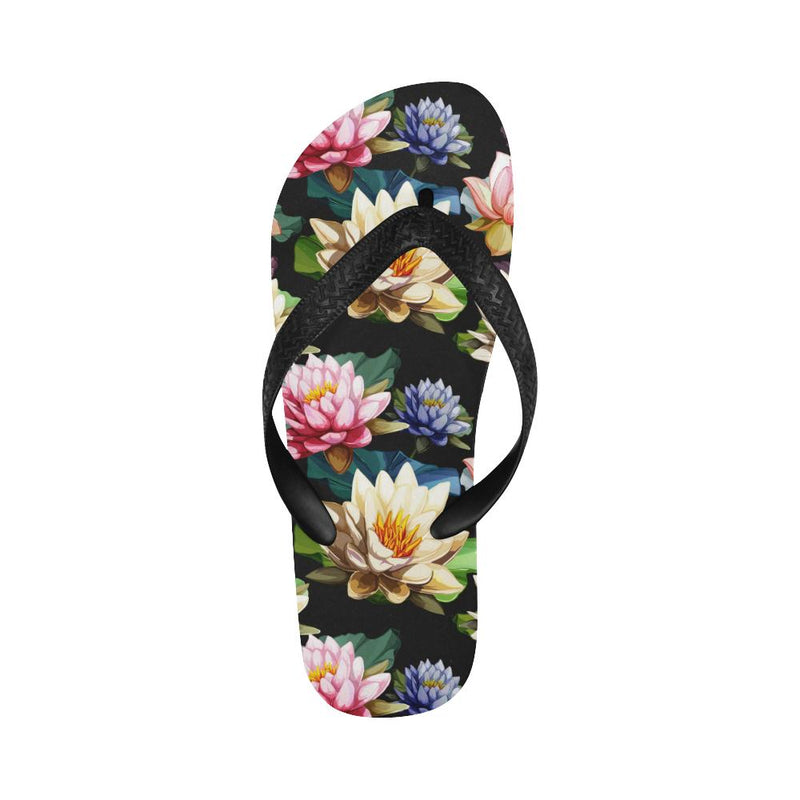 Water Lily Pattern Print Design WL02 Flip Flops-JorJune