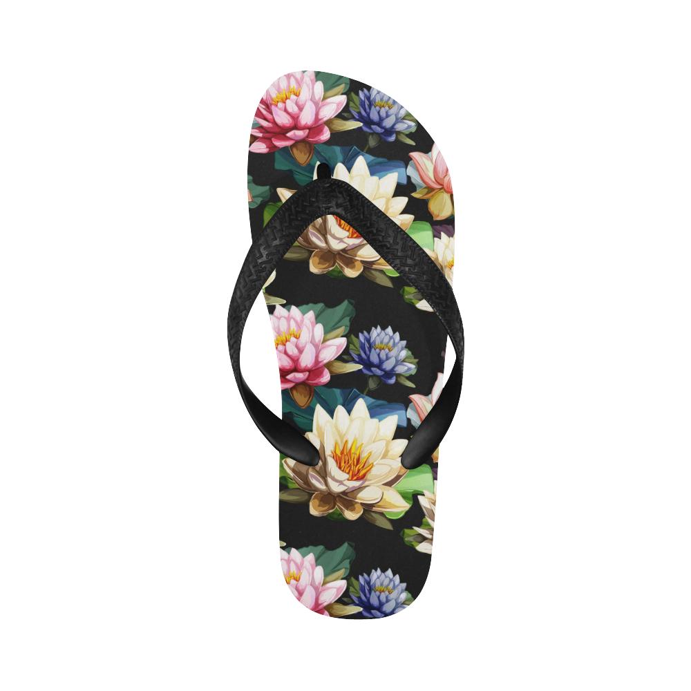 Water Lily Pattern Print Design WL02 Flip Flops-JorJune