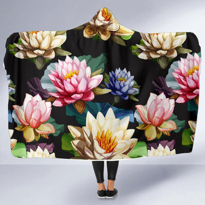 Water Lily Pattern Print Design WL02 Hooded Blanket-JORJUNE.COM