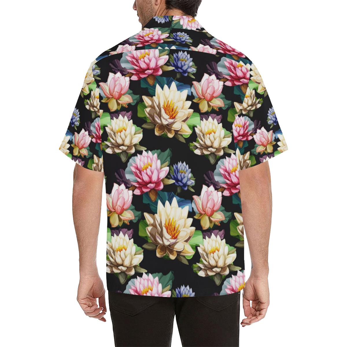 Water Lily Pattern Print Design WL02 Men Hawaiian Shirt-JorJune