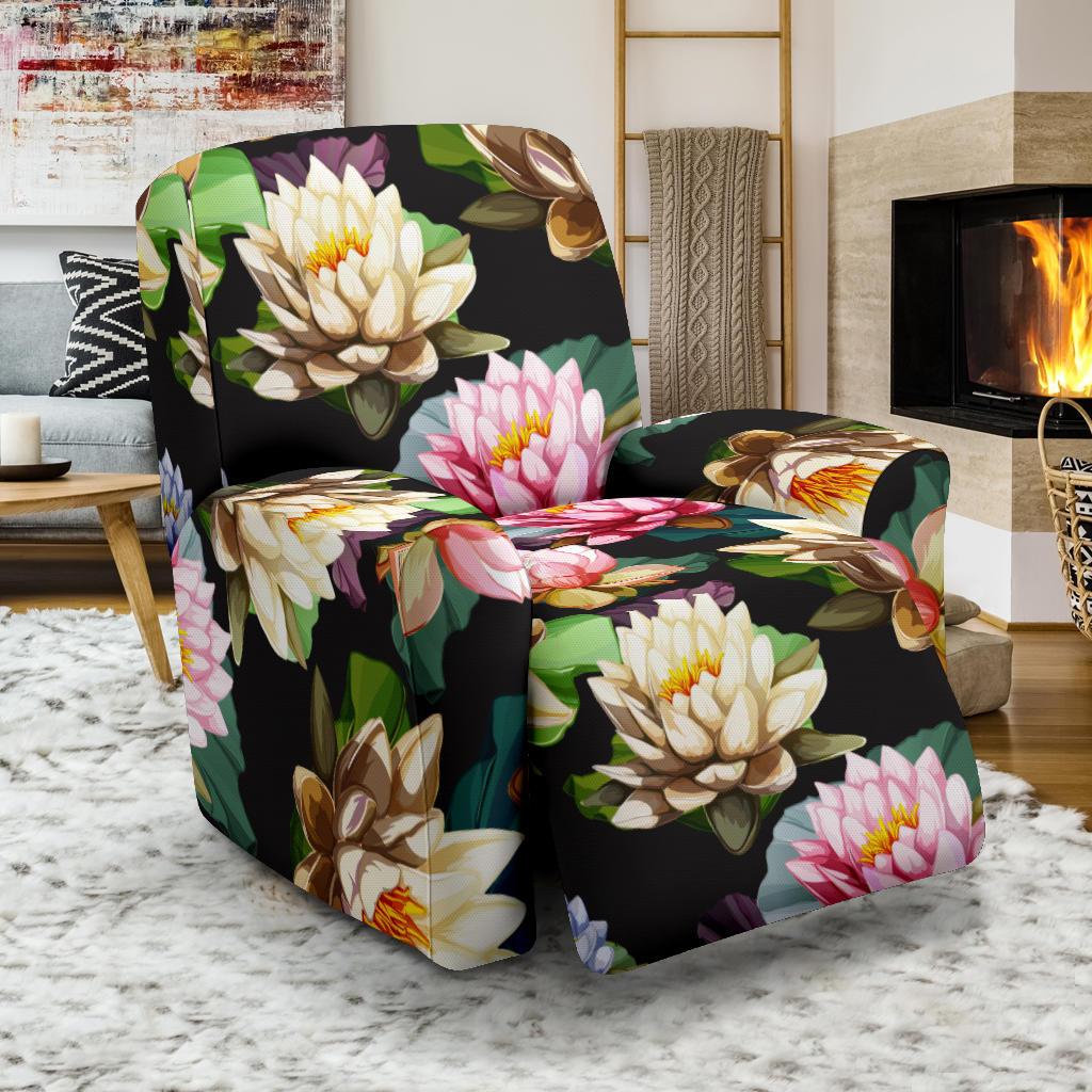 Water Lily Pattern Print Design WL02 Recliner Slipcover-JORJUNE.COM