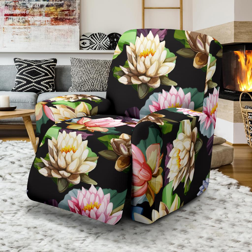 Water Lily Pattern Print Design WL02 Recliner Slipcover-JORJUNE.COM