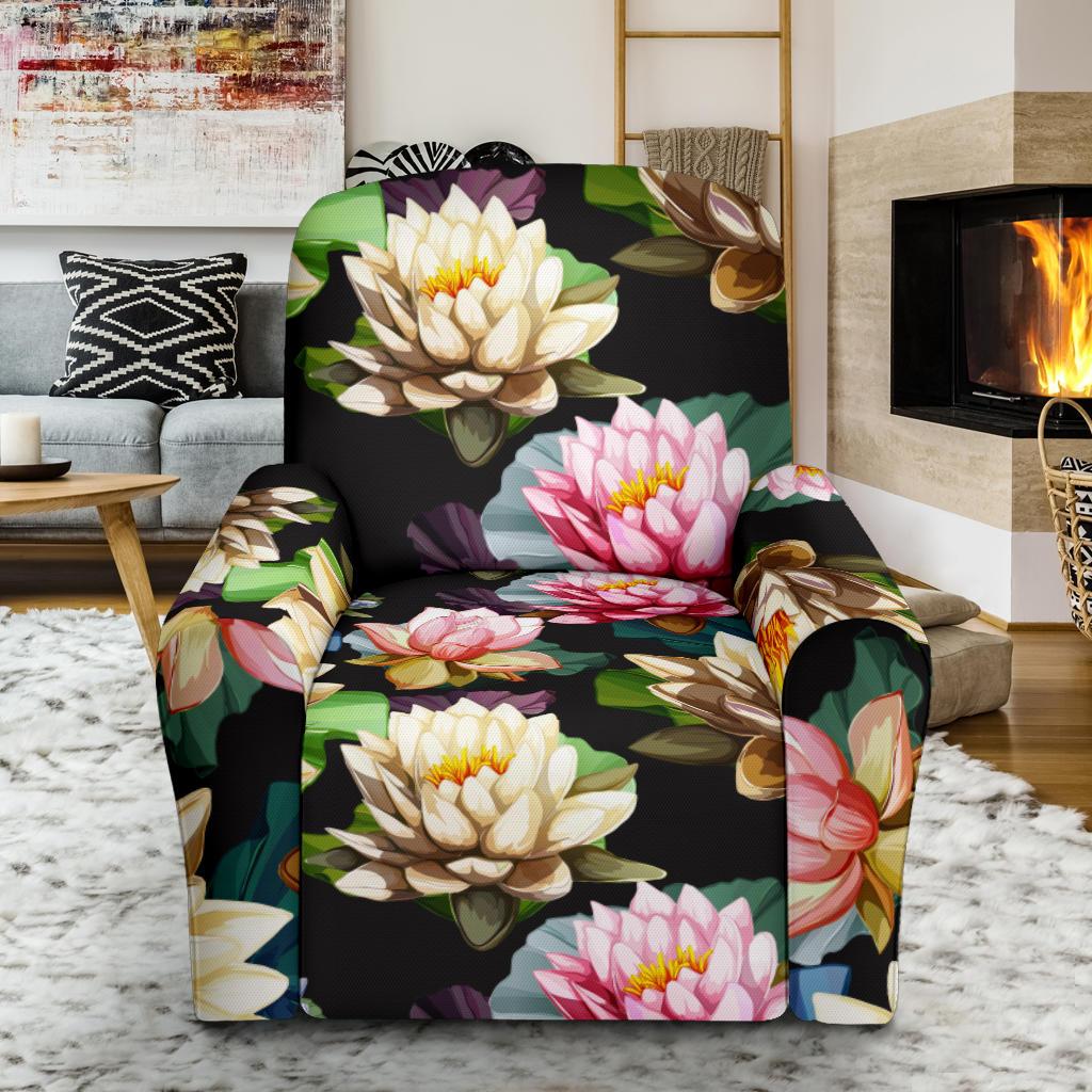 Water Lily Pattern Print Design WL02 Recliner Slipcover-JORJUNE.COM