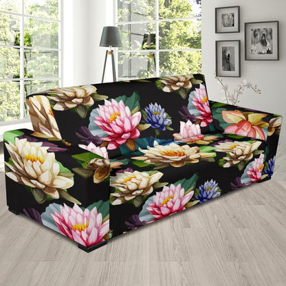 Water Lily Pattern Print Design WL02 Sofa Slipcover-JORJUNE.COM