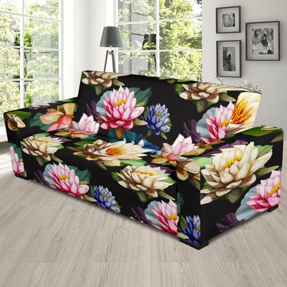 Water Lily Pattern Print Design WL02 Sofa Slipcover-JORJUNE.COM