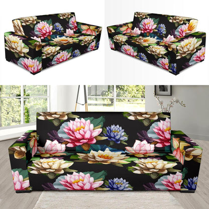 Water Lily Pattern Print Design WL02 Sofa Slipcover-JORJUNE.COM