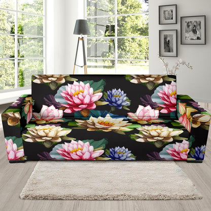 Water Lily Pattern Print Design WL02 Sofa Slipcover-JORJUNE.COM