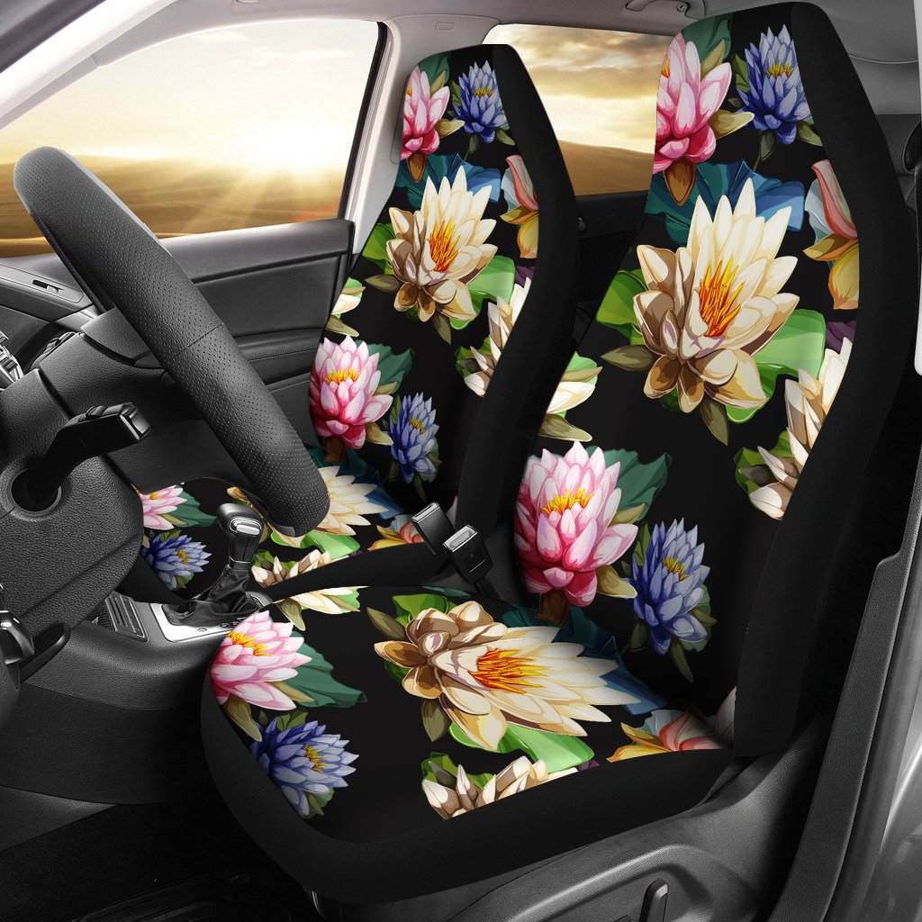 Water Lily Pattern Print Design WL02 Universal Fit Car Seat Covers-JorJune