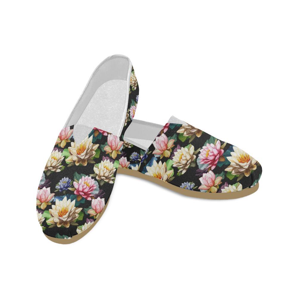 Water Lily Pattern Print Design WL02 Women Casual Shoes-JorJune.com