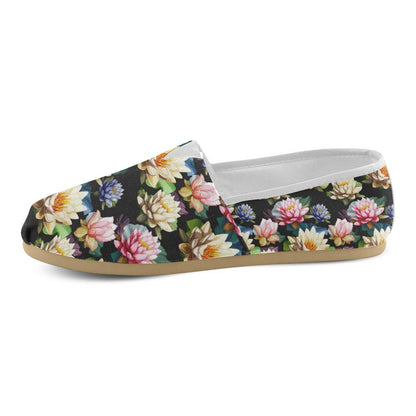 Water Lily Pattern Print Design WL02 Women Casual Shoes-JorJune.com