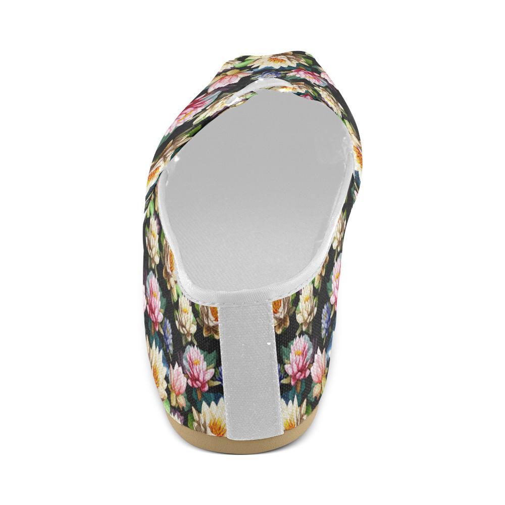 Water Lily Pattern Print Design WL02 Women Casual Shoes-JorJune.com