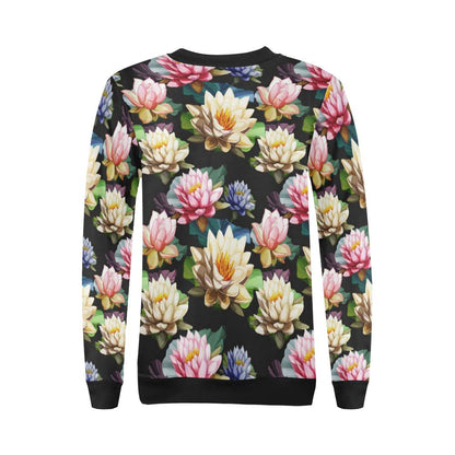Water Lily Pattern Print Design WL02 Women Long Sleeve Sweatshirt-JorJune