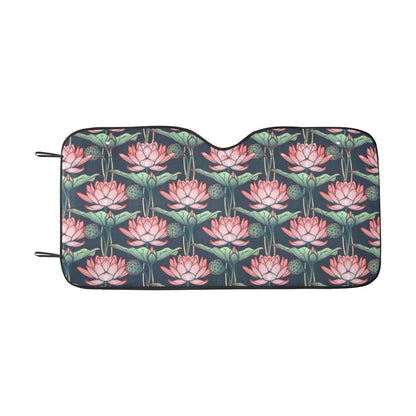 Water Lily Pattern Print Design WL03 Car Sun Shade-JorJune