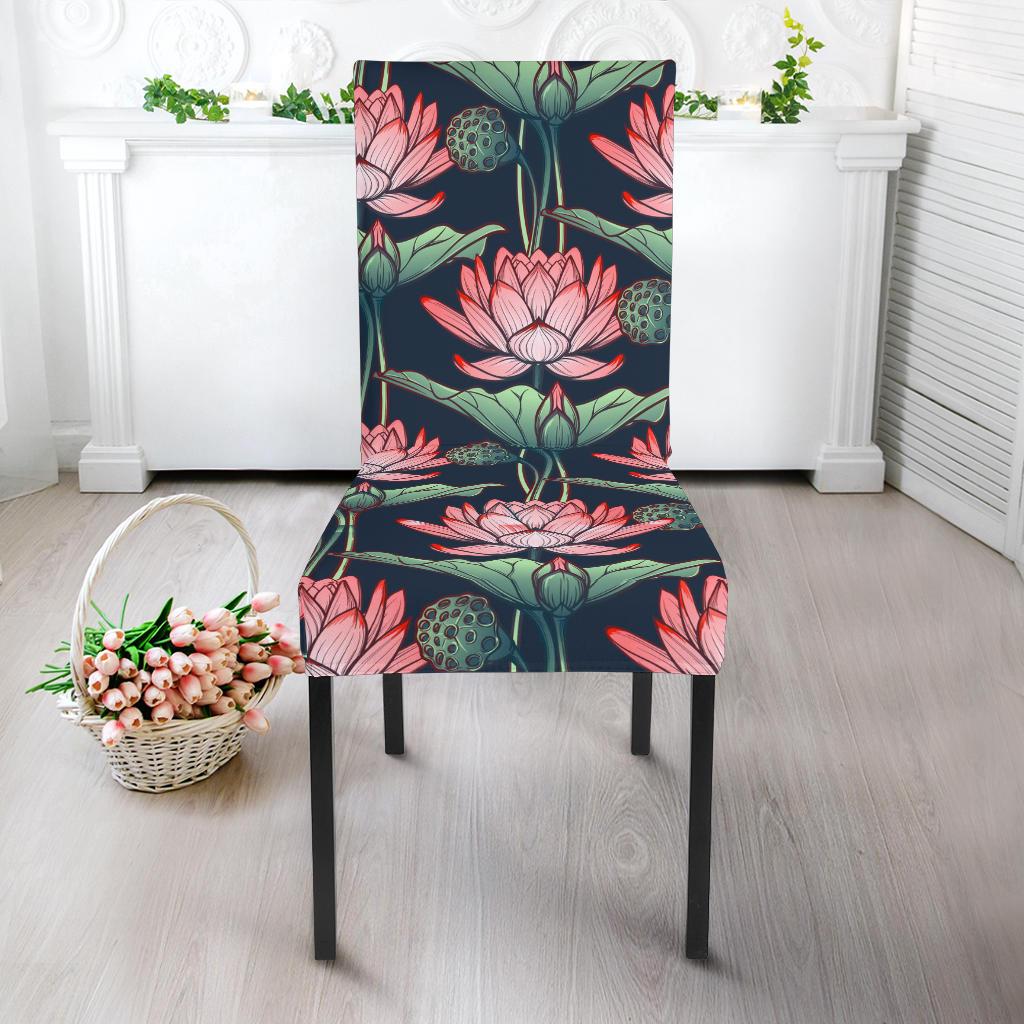 Water Lily Pattern Print Design WL03 Dining Chair Slipcover-JORJUNE.COM