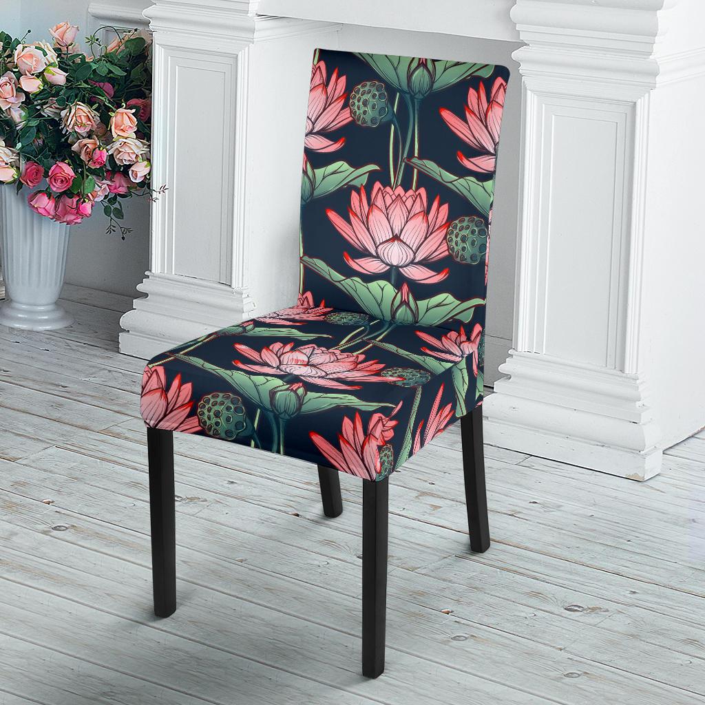 Water Lily Pattern Print Design WL03 Dining Chair Slipcover-JORJUNE.COM