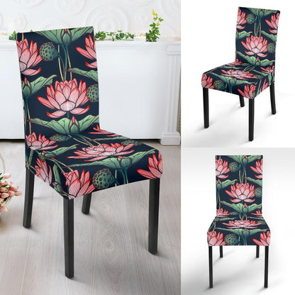 Water Lily Pattern Print Design WL03 Dining Chair Slipcover-JORJUNE.COM