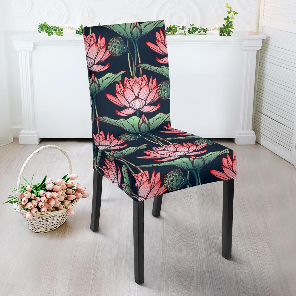 Water Lily Pattern Print Design WL03 Dining Chair Slipcover-JORJUNE.COM
