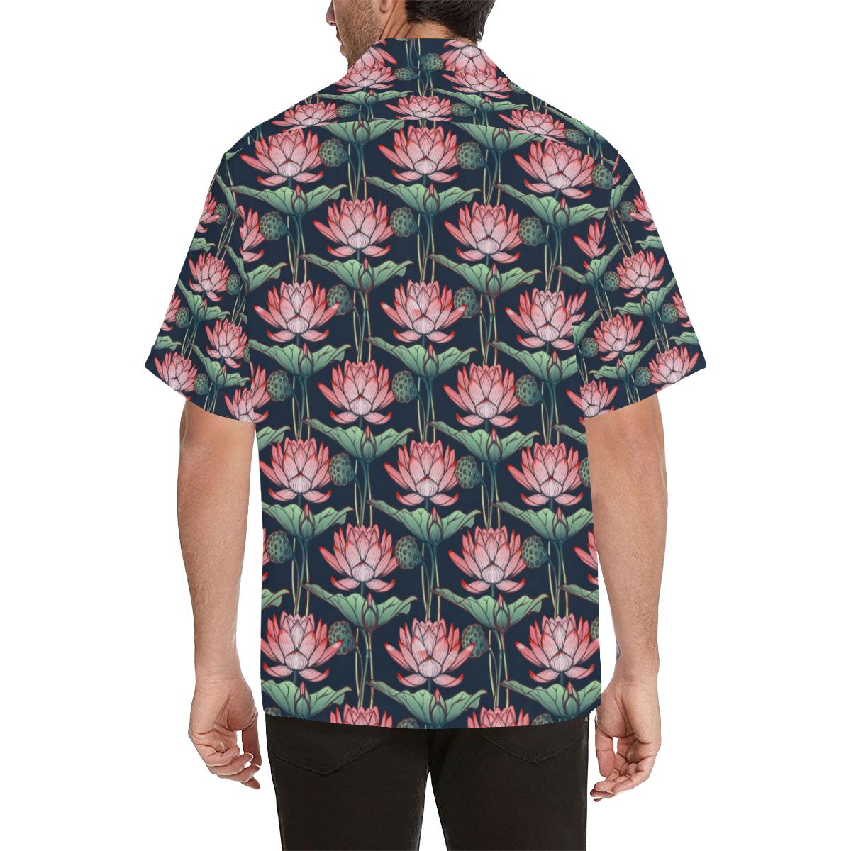 Water Lily Pattern Print Design WL03 Men Hawaiian Shirt-JorJune