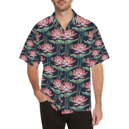 Water Lily Pattern Print Design WL03 Men Hawaiian Shirt-JorJune
