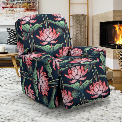 Water Lily Pattern Print Design WL03 Recliner Slipcover-JORJUNE.COM