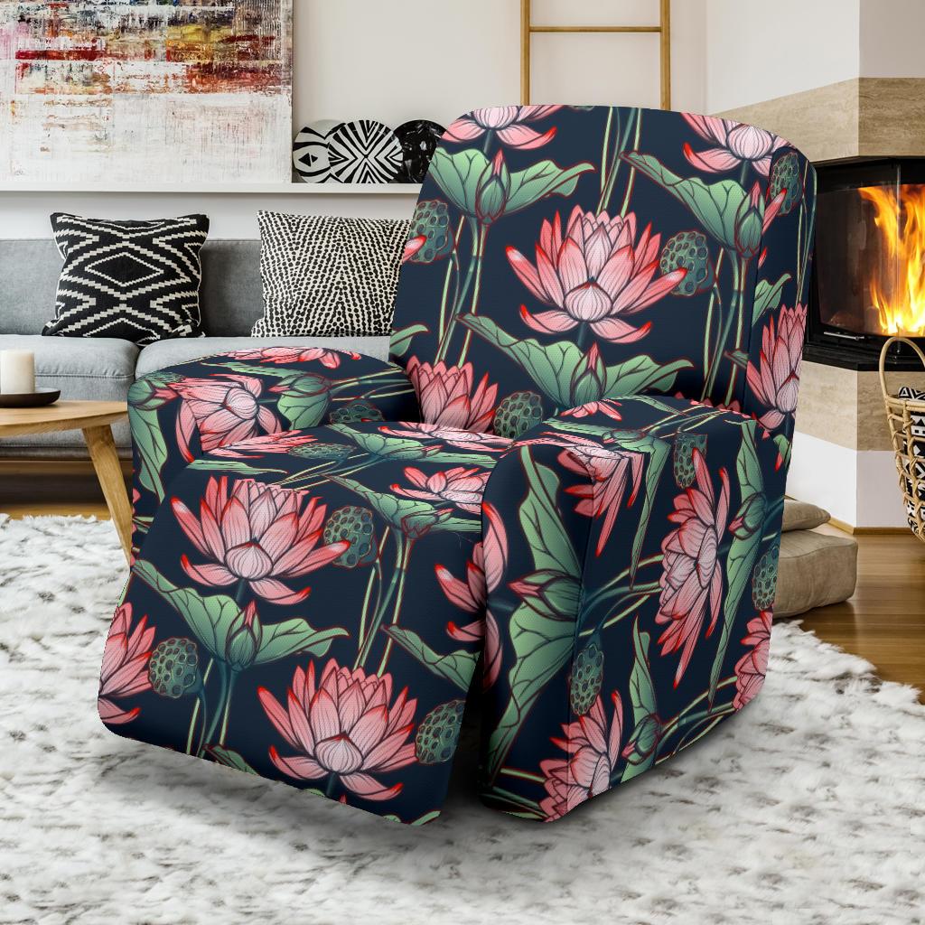 Water Lily Pattern Print Design WL03 Recliner Slipcover-JORJUNE.COM