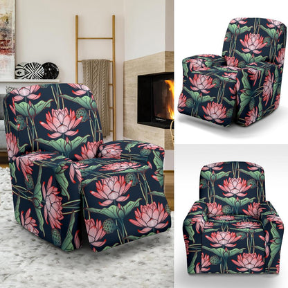 Water Lily Pattern Print Design WL03 Recliner Slipcover-JORJUNE.COM