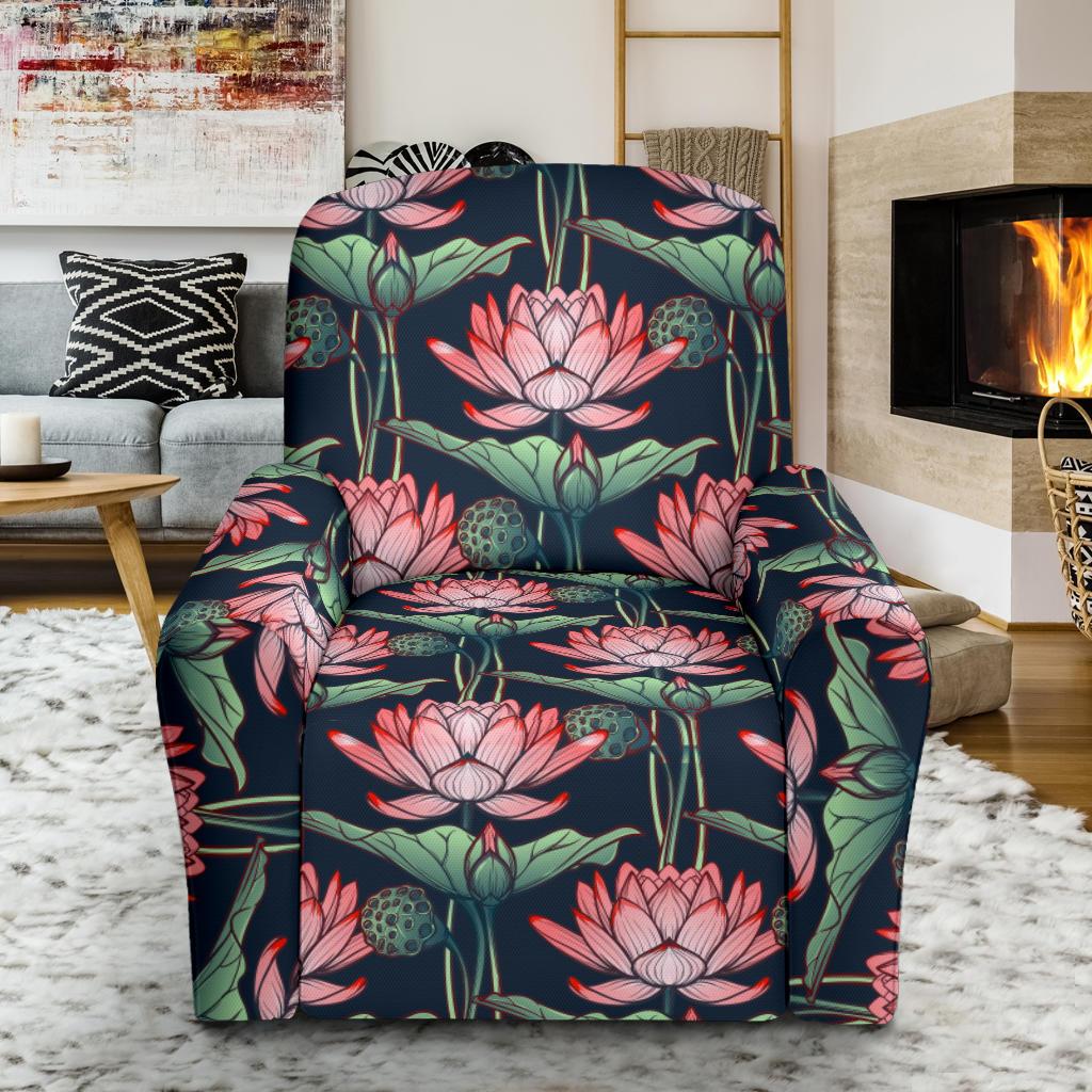 Water Lily Pattern Print Design WL03 Recliner Slipcover-JORJUNE.COM