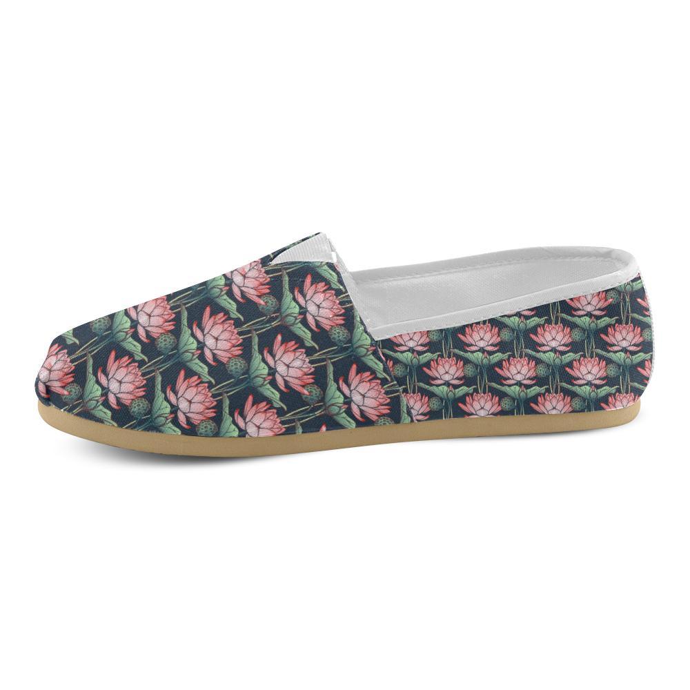 Water Lily Pattern Print Design WL03 Women Casual Shoes-JorJune.com