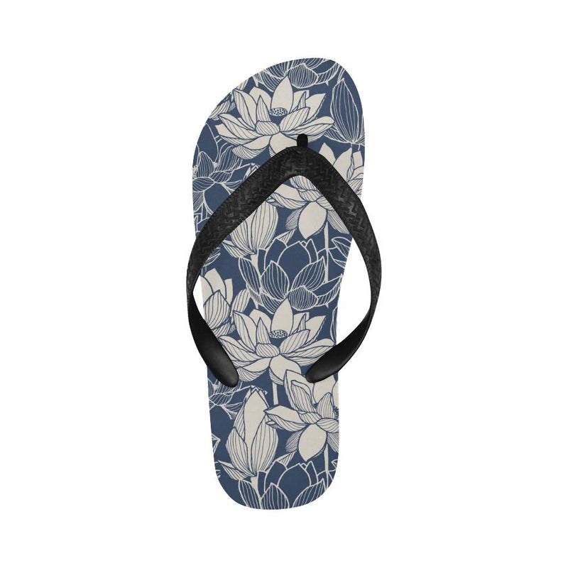 Water Lily Pattern Print Design WL04 Flip Flops-JorJune