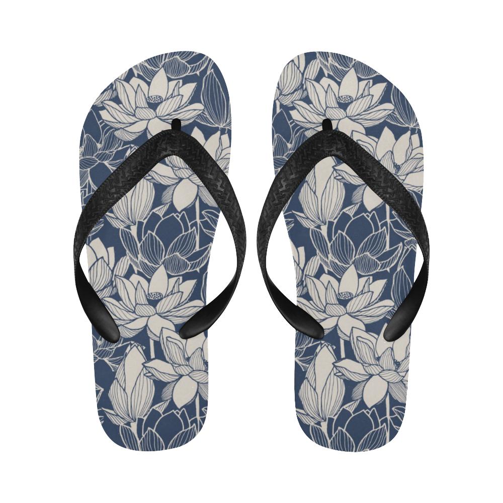 Water Lily Pattern Print Design WL04 Flip Flops-JorJune