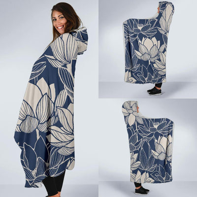 Water Lily Pattern Print Design WL04 Hooded Blanket-JORJUNE.COM