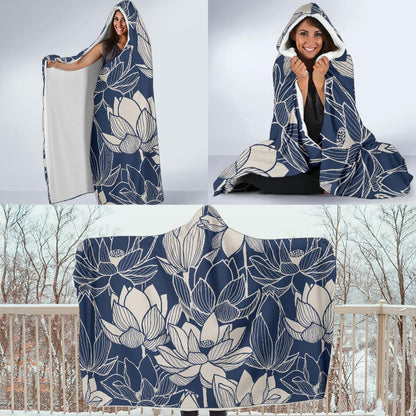 Water Lily Pattern Print Design WL04 Hooded Blanket-JORJUNE.COM