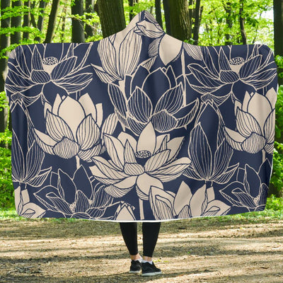 Water Lily Pattern Print Design WL04 Hooded Blanket-JORJUNE.COM