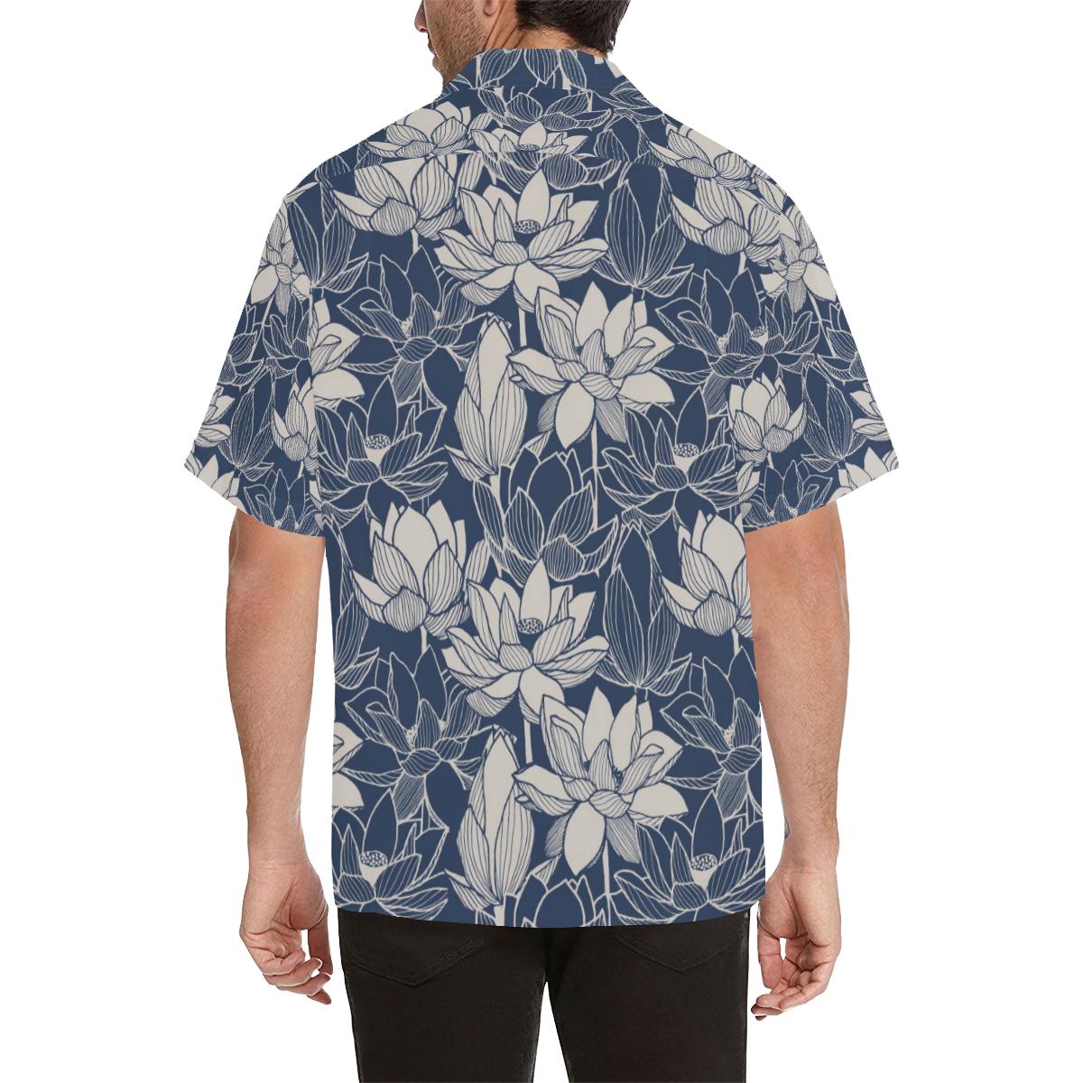 Water Lily Pattern Print Design WL04 Men Hawaiian Shirt-JorJune