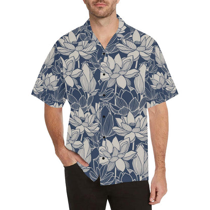 Water Lily Pattern Print Design WL04 Men Hawaiian Shirt-JorJune
