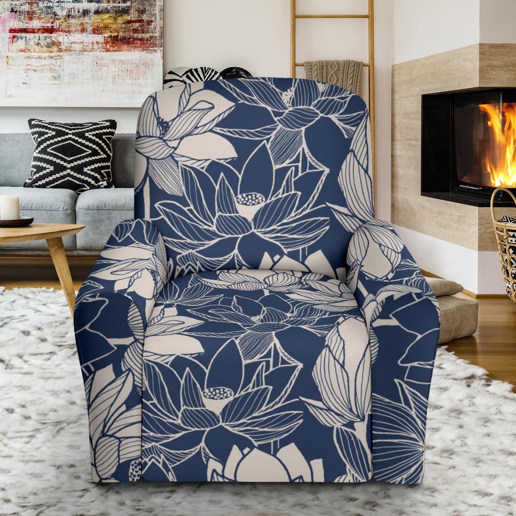 Water Lily Pattern Print Design WL04 Recliner Slipcover-JORJUNE.COM