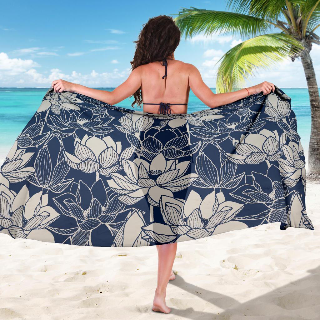 Water Lily Pattern Print Design WL04 Sarong Pareo Wrap-JORJUNE.COM