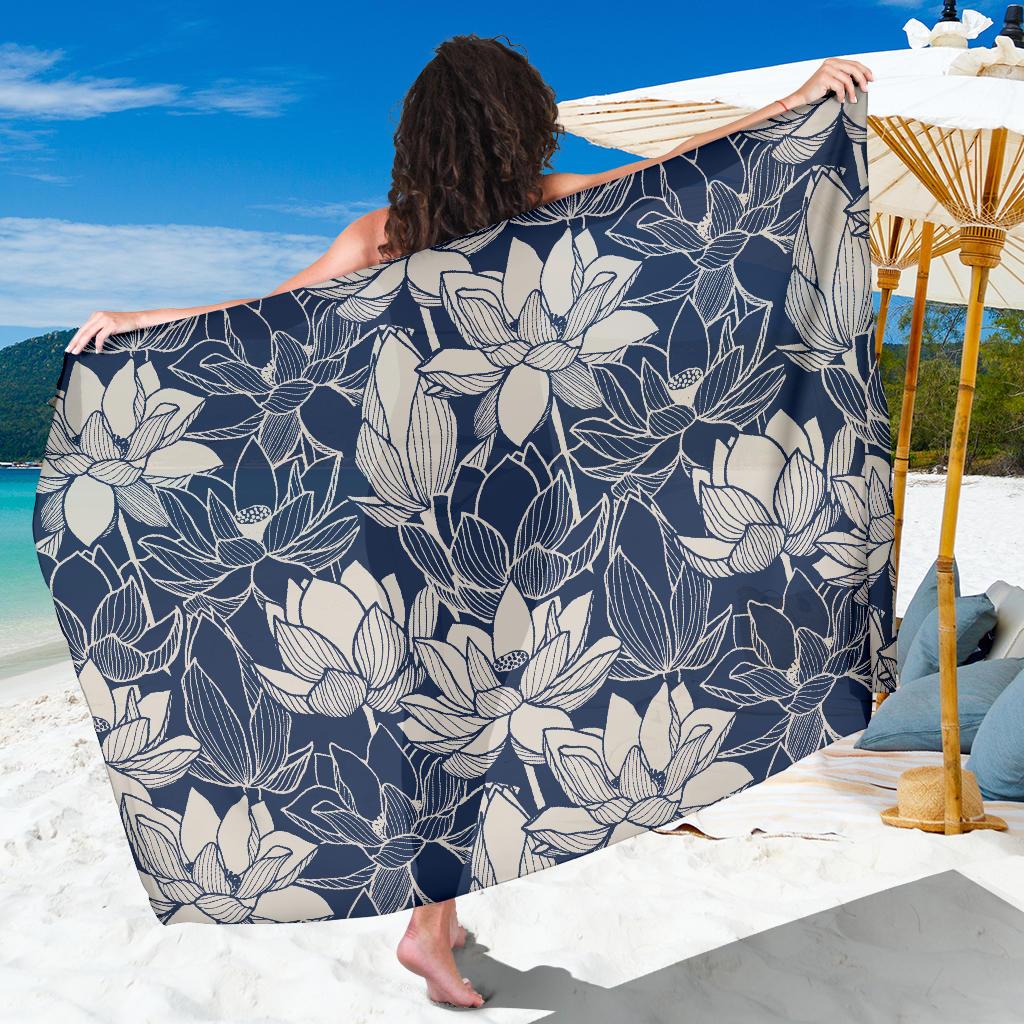 Water Lily Pattern Print Design WL04 Sarong Pareo Wrap-JORJUNE.COM