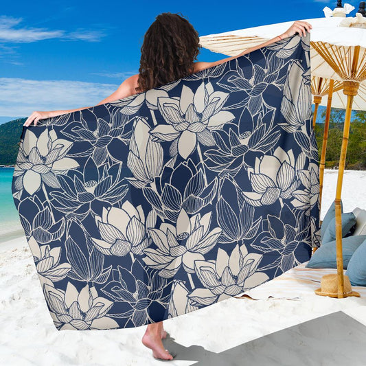 Water Lily Pattern Print Design WL04 Sarong Pareo Wrap-JORJUNE.COM