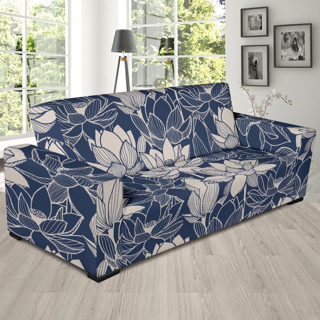 Water Lily Pattern Print Design WL04 Sofa Slipcover-JORJUNE.COM