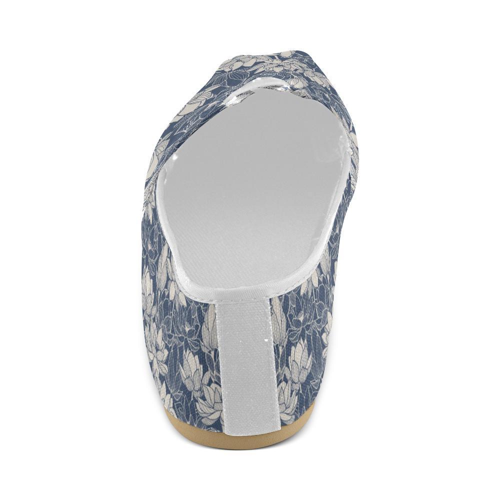 Water Lily Pattern Print Design WL04 Women Casual Shoes-JorJune.com