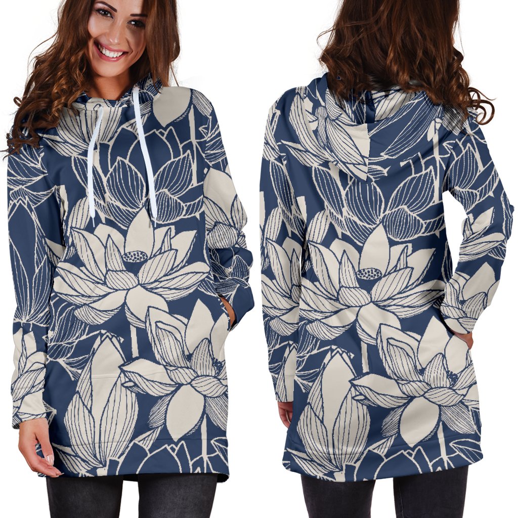 Water Lily Pattern Print Design WL04 Women Hoodie Dress