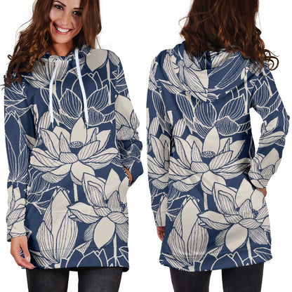 Water Lily Pattern Print Design WL04 Women Hoodie Dress