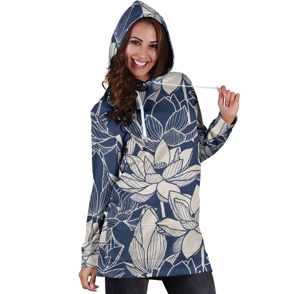 Water Lily Pattern Print Design WL04 Women Hoodie Dress